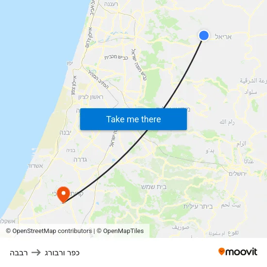 רבבה to כפר ורבורג map
