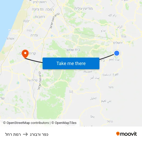 רמת רחל to כפר ורבורג map