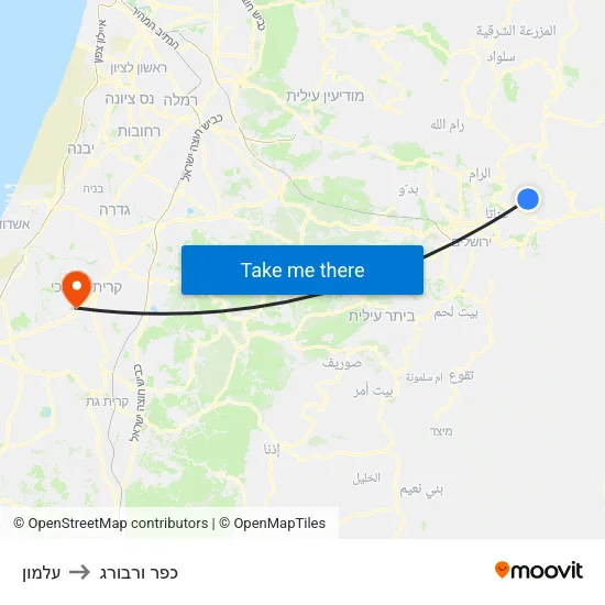 עלמון to כפר ורבורג map