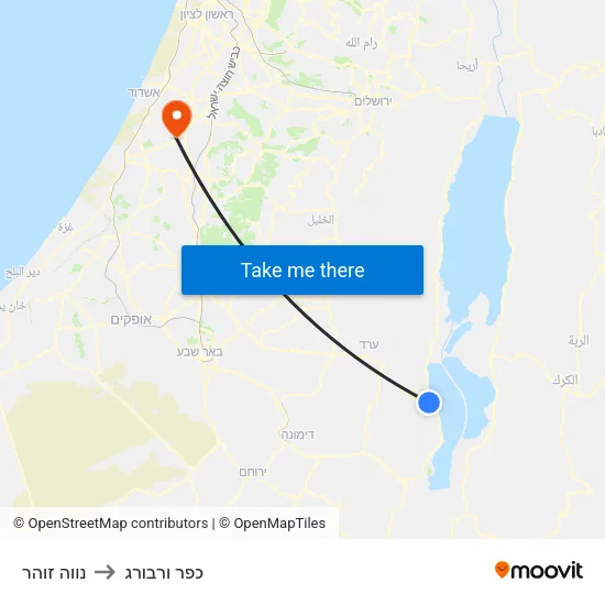 נווה זוהר to כפר ורבורג map