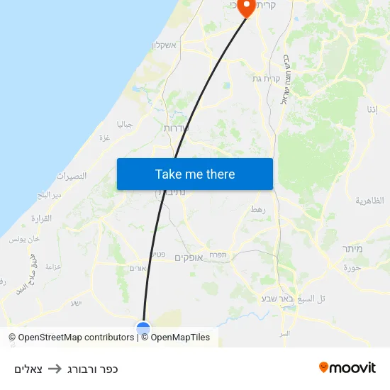 צאלים to כפר ורבורג map