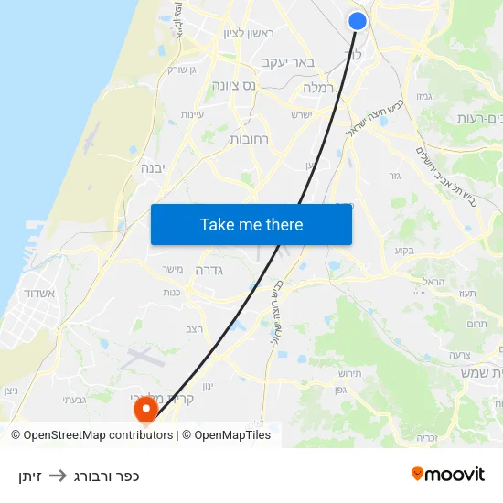 זיתן to כפר ורבורג map