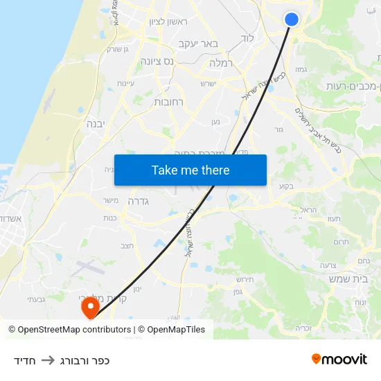 חדיד to כפר ורבורג map