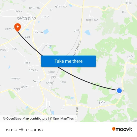 בית ניר to כפר ורבורג map