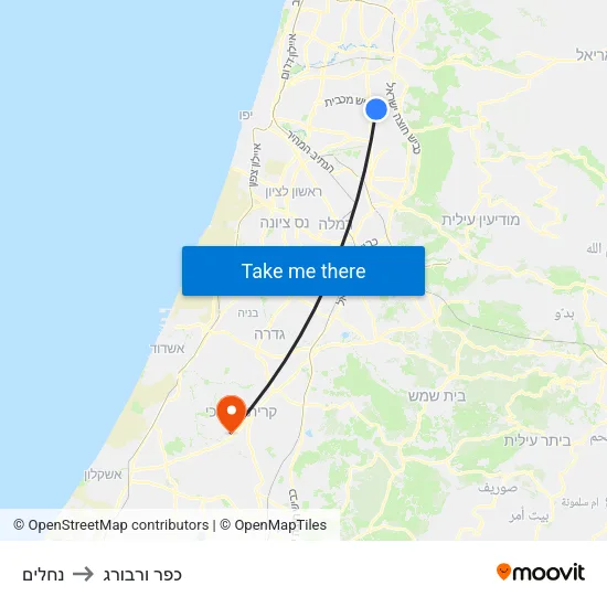 נחלים to כפר ורבורג map