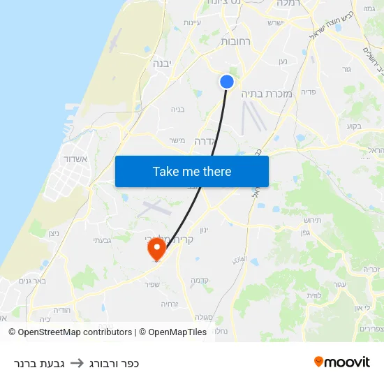 גבעת ברנר to כפר ורבורג map