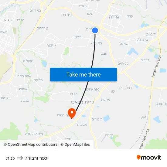 כנות to כפר ורבורג map