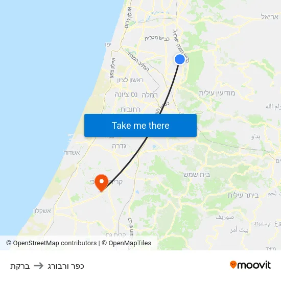 ברקת to כפר ורבורג map