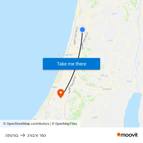 בורגתה to כפר ורבורג map