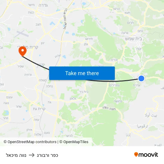 נווה מיכאל to כפר ורבורג map
