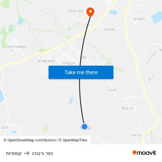 קוממיות to כפר ורבורג map