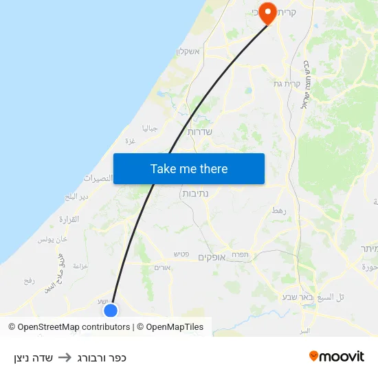 שדה ניצן to כפר ורבורג map