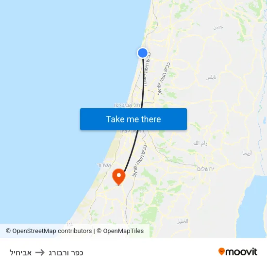 אביחיל to כפר ורבורג map
