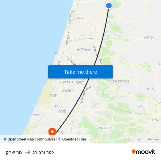צור יצחק to כפר ורבורג map
