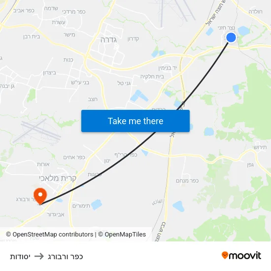 יסודות to כפר ורבורג map