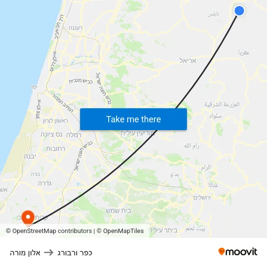 אלון מורה to כפר ורבורג map