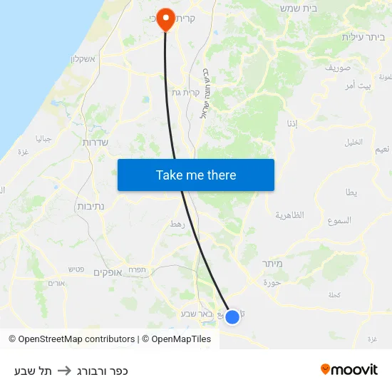 תל שבע to כפר ורבורג map