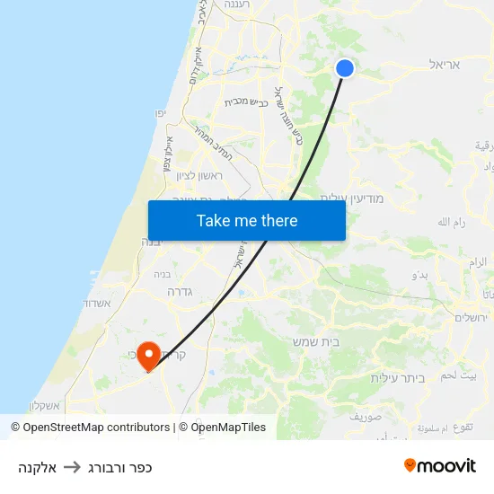 אלקנה to כפר ורבורג map
