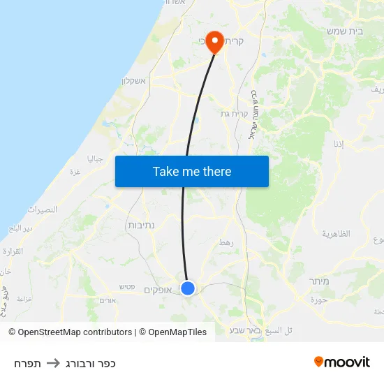 תפרח to כפר ורבורג map
