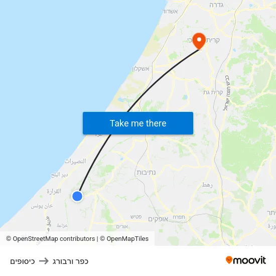 כיסופים to כפר ורבורג map