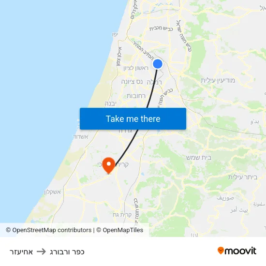 אחיעזר to כפר ורבורג map