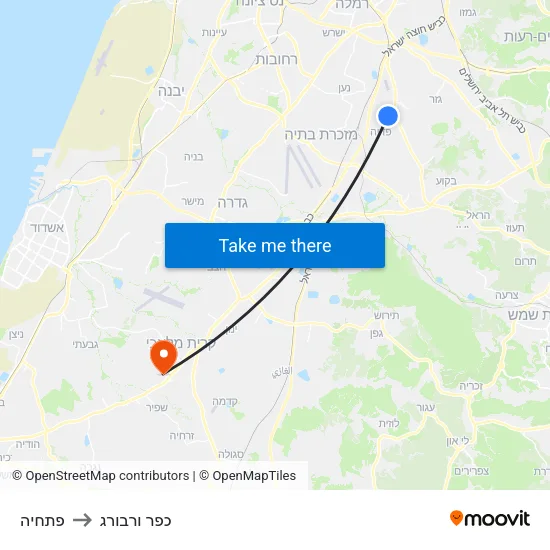 פתחיה to כפר ורבורג map