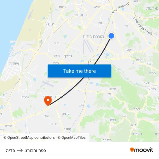 פדיה to כפר ורבורג map