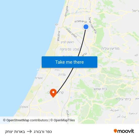 בארות יצחק to כפר ורבורג map