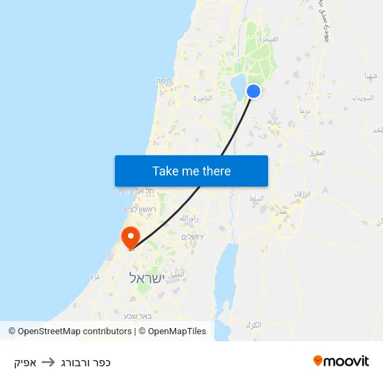 אפיק to כפר ורבורג map