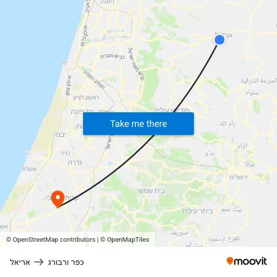 אריאל to כפר ורבורג map