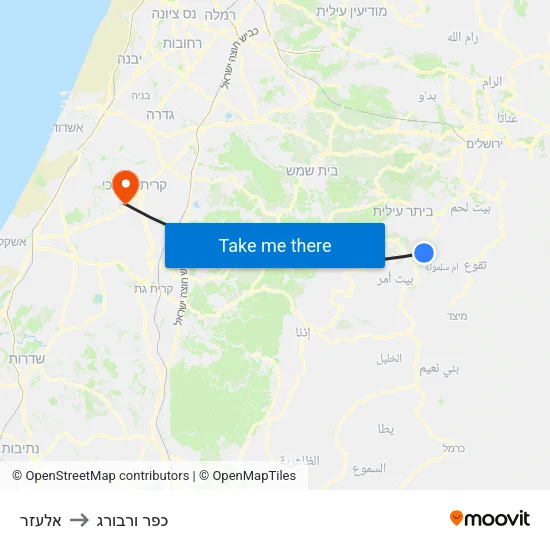 אלעזר to כפר ורבורג map