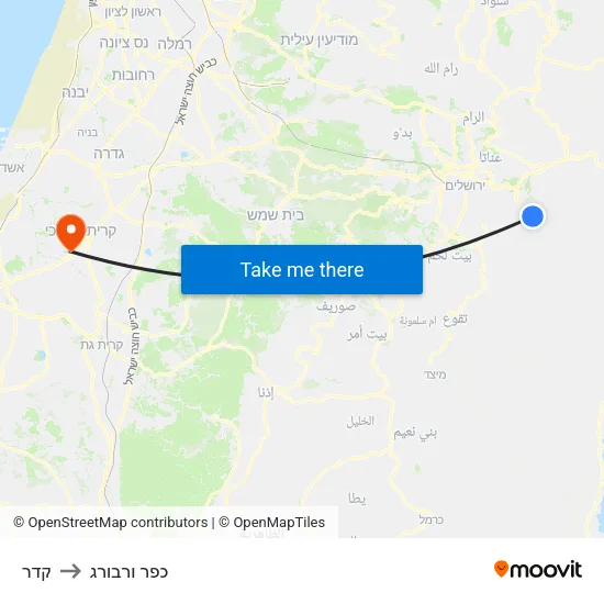 קדר to כפר ורבורג map