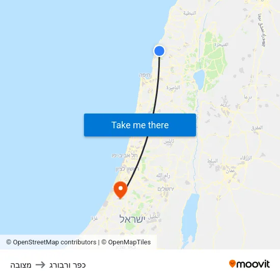 מצובה to כפר ורבורג map