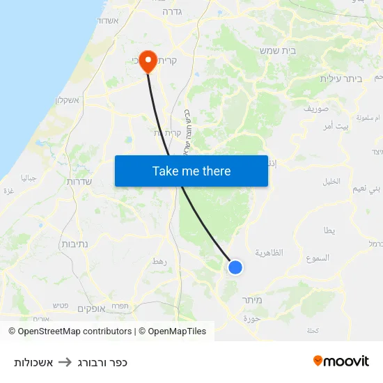 אשכולות to כפר ורבורג map