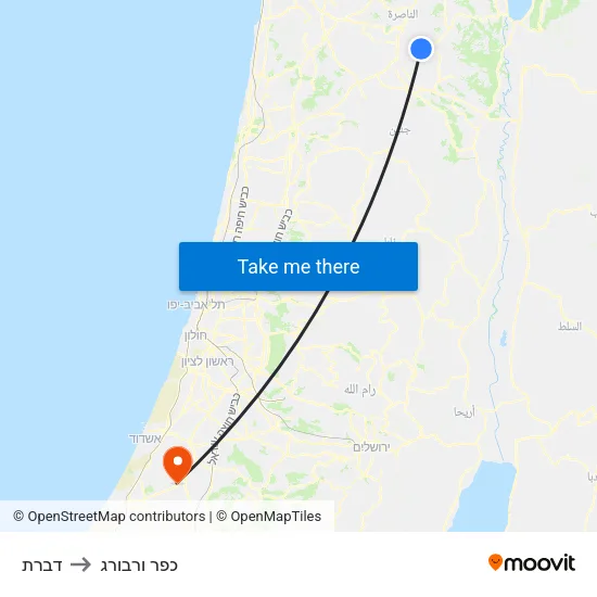 דברת to כפר ורבורג map