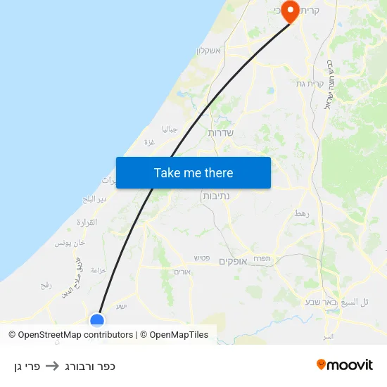 פרי גן to כפר ורבורג map