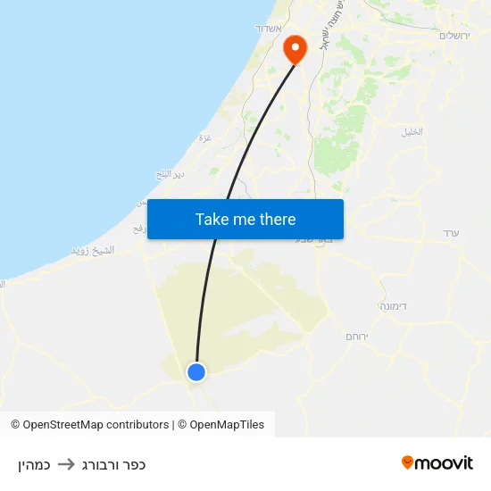 כמהין to כפר ורבורג map