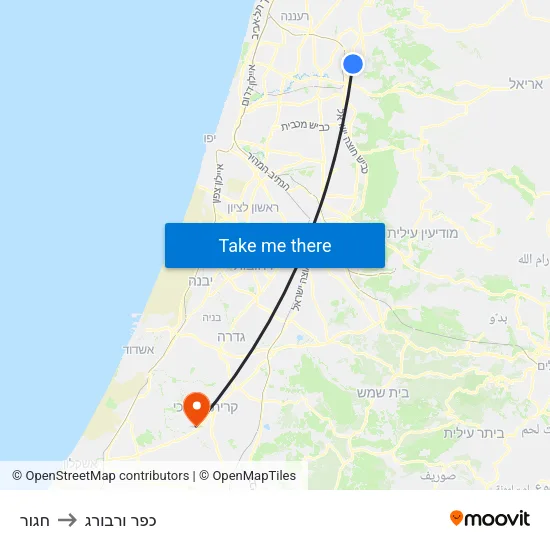 חגור to כפר ורבורג map