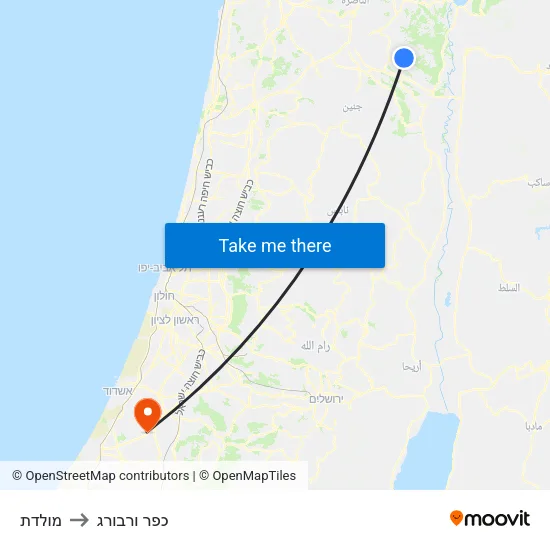 מולדת to כפר ורבורג map