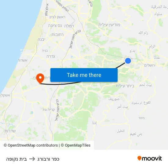בית נקופה to כפר ורבורג map