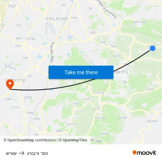 שורש to כפר ורבורג map