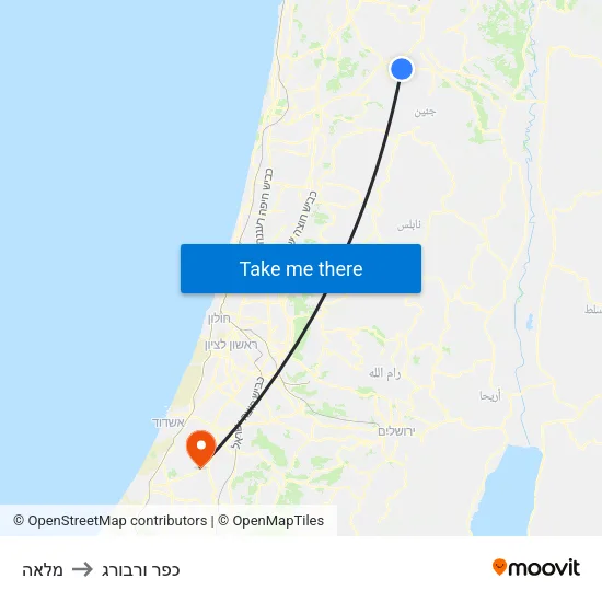 מלאה to כפר ורבורג map