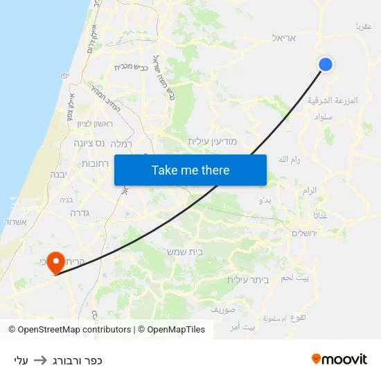 עלי to כפר ורבורג map