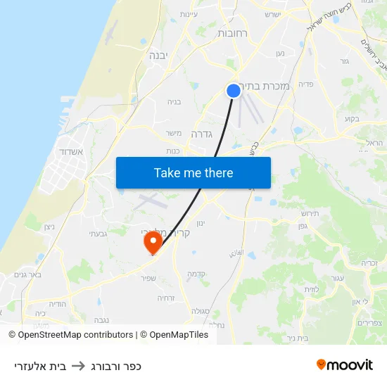 בית אלעזרי to כפר ורבורג map