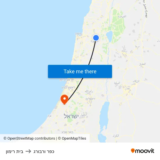 בית רימון to כפר ורבורג map