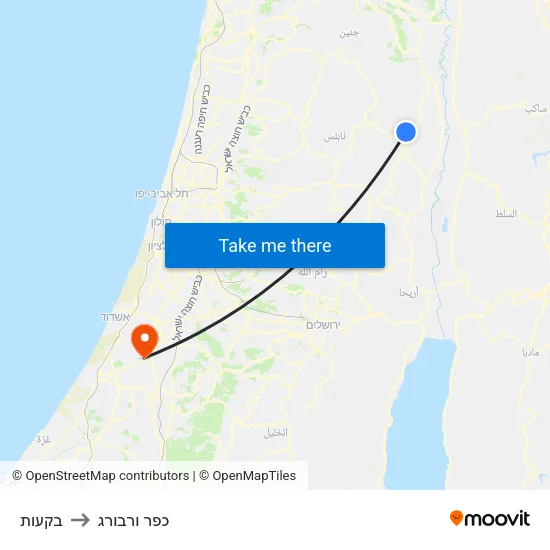 בקעות to כפר ורבורג map