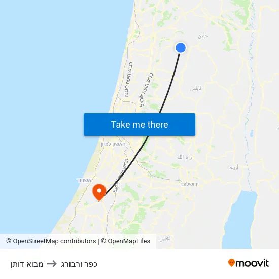מבוא דותן to כפר ורבורג map