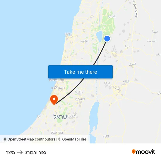 מיצר to כפר ורבורג map