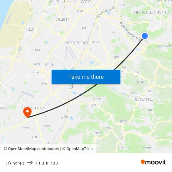 נוף איילון to כפר ורבורג map