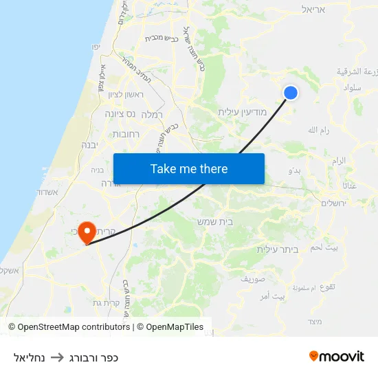 נחליאל to כפר ורבורג map